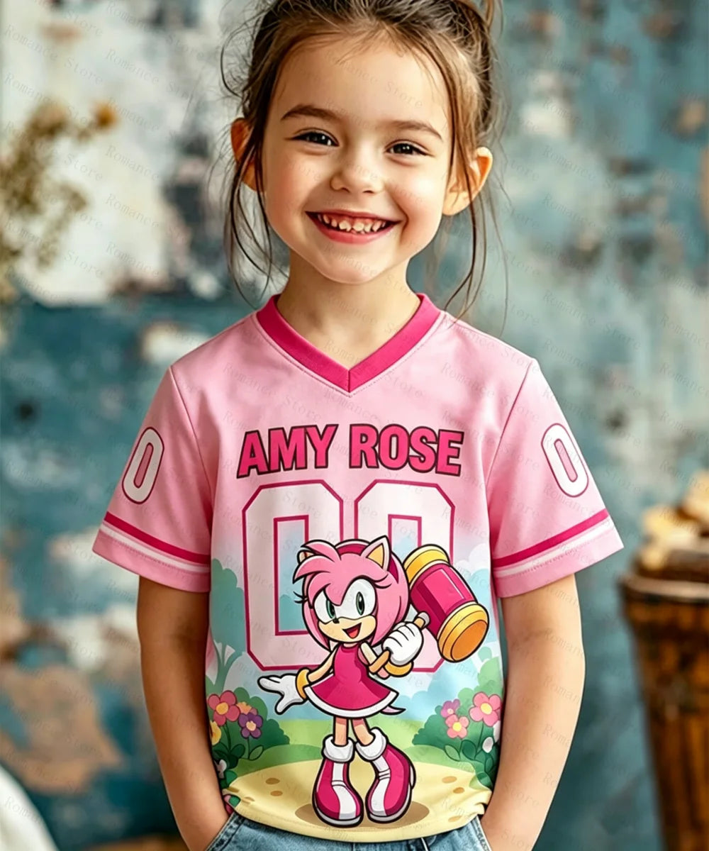 Sonic The Hedgehog Kids T Shirt Boys Girls Cartoon Print Short Sleeve Sport Jersey Children Summer Casual Tee Tops Adult T-shirt