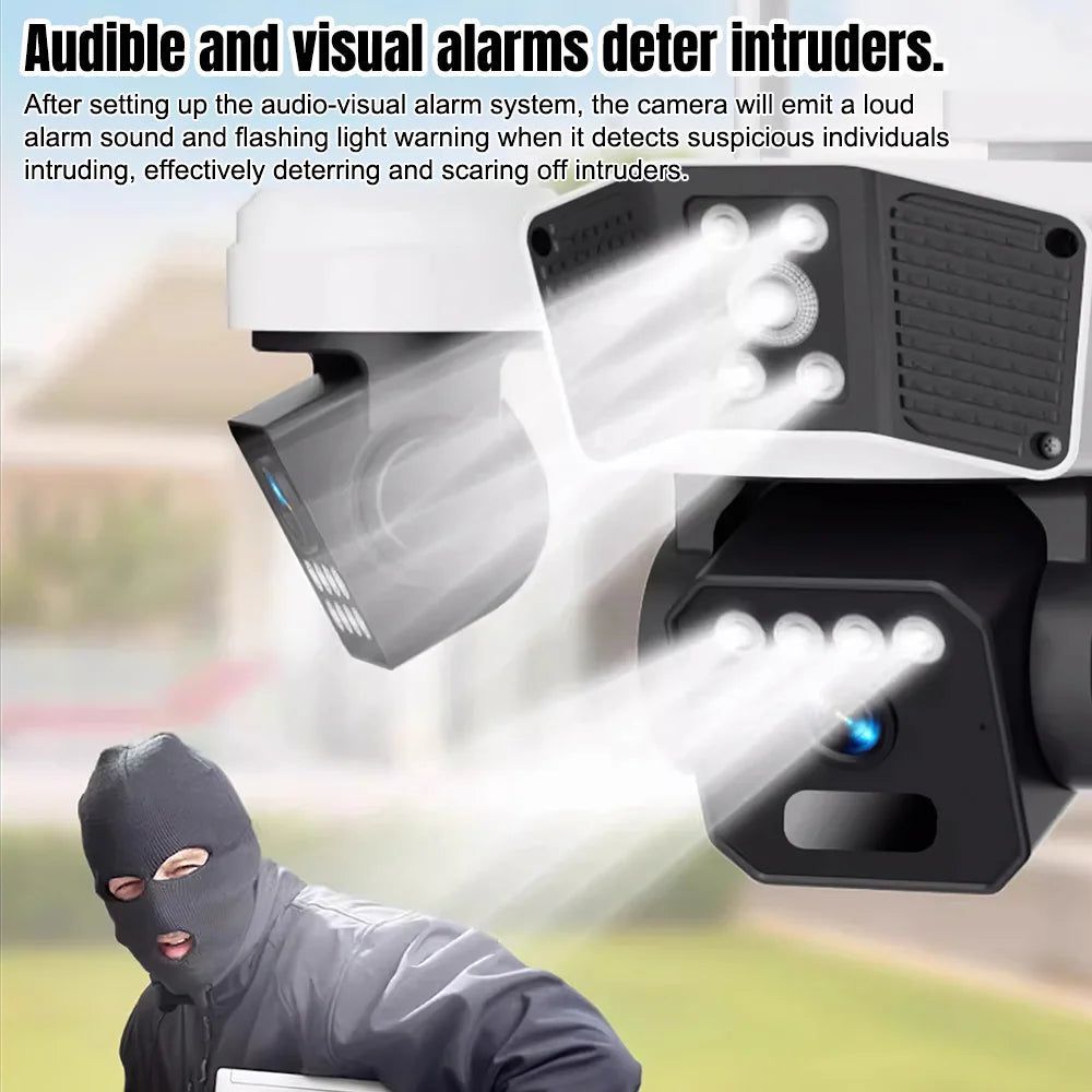 6MP Three Lens Solar Security Camera Wireless WiFi Outdoor