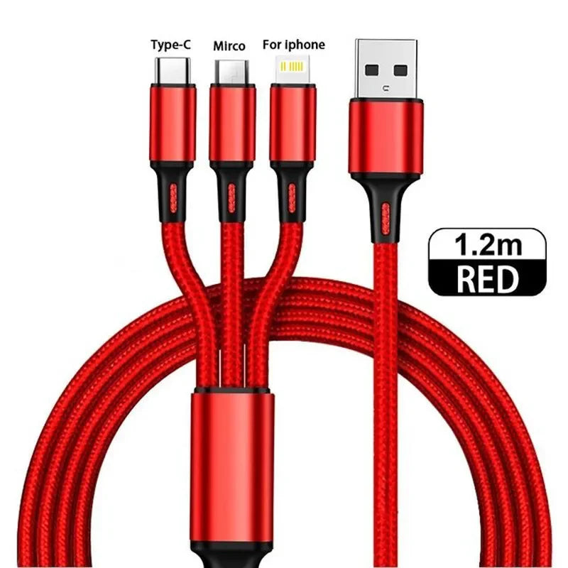 KADIXI 3 In 1 USB Fast Charging Cable Type C Micro IOS