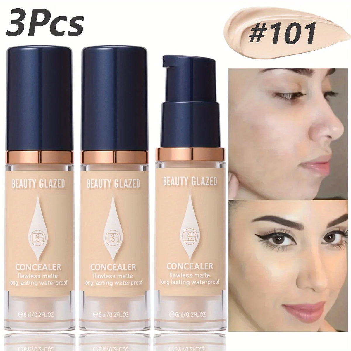 3Pcs/Set Full Coverage Concealer Foundation Long Lasting Waterproof