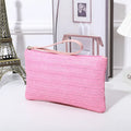 Straw Woven Clutch Bag, Trendy Braided Waist Purse, Women's Zipper Handbags for Phone Coin Key, Lady's Ultra Thin Straw Bag