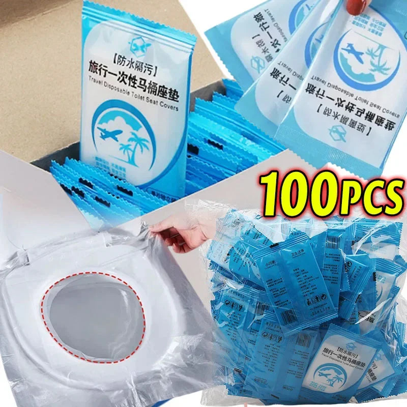 100/5Pcs Disposable Toilet Seat Cover Mat Portable Waterproof Safety Toilet Seat Pads