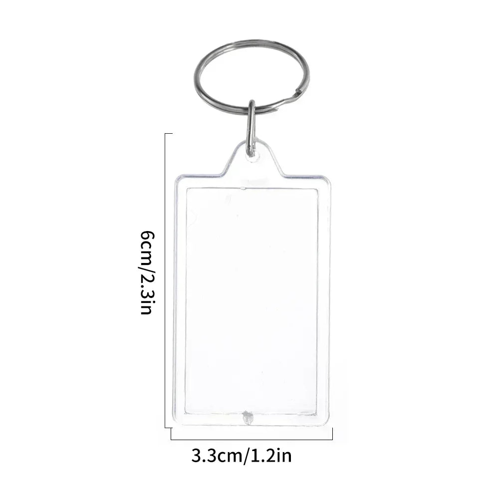 1/100pcs Transparent Photo Frame Keychain Creative Acrylic