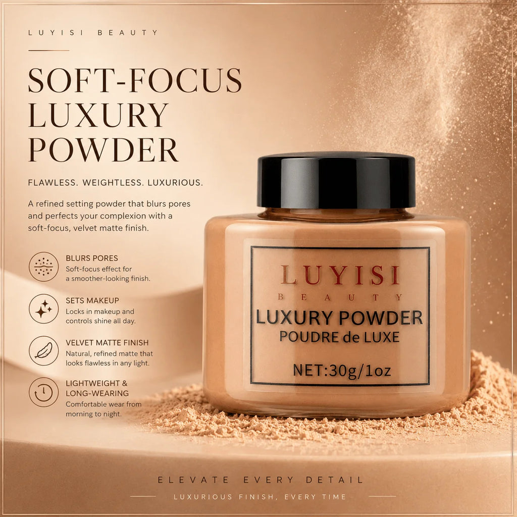 Facial Makeup Set:1pc Matte Loose Powder+1pc Waterproof Fundation