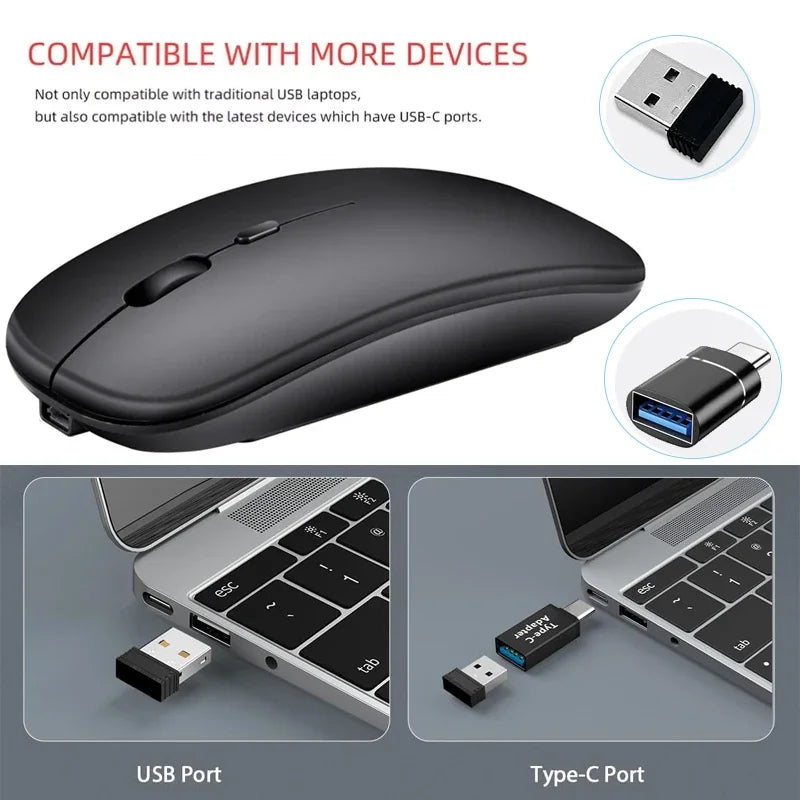 Rechargeable Wireless Mouse Bluetooth-compatible 2.4GHz