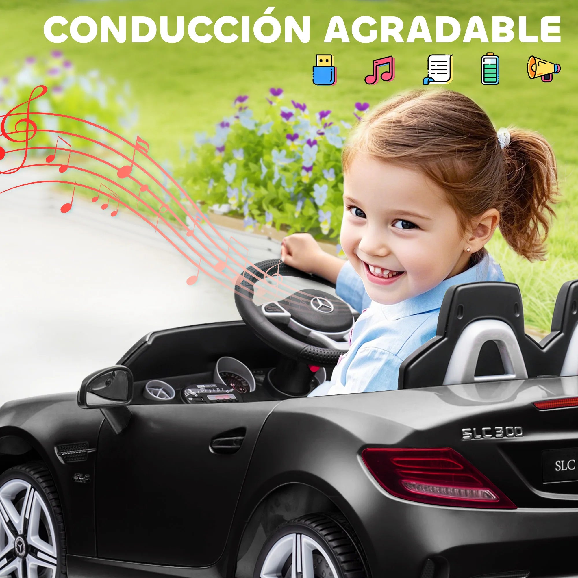 Aiyaplay Electric Car for Children +3 Years Old Mercedes Slc 300 with License