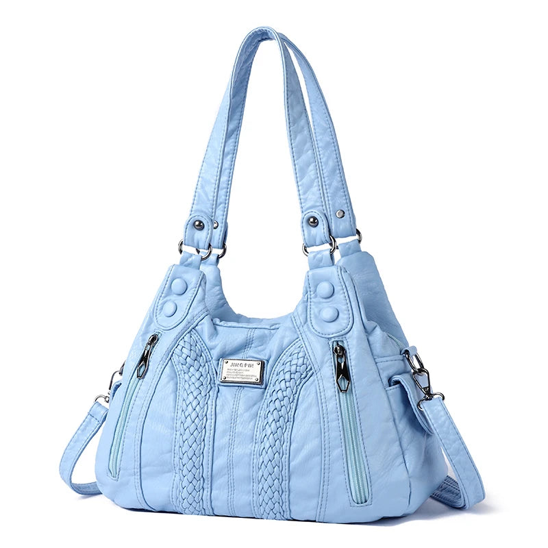 Women's retro crossbody bag, large capacity convertible shoulder bag and handbag, synthetic leather with zipper, suitable for da