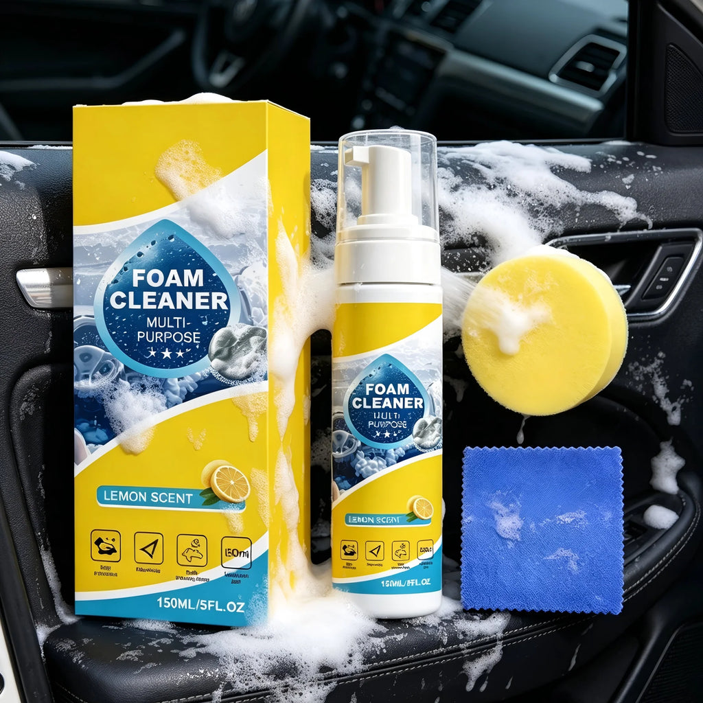 Foam Cleaner Car Interior Cleaning Foam Multi Purpose Car Interior Stain Remover Lemon Scent Car Seat Cleaning Foam Spray 150ml