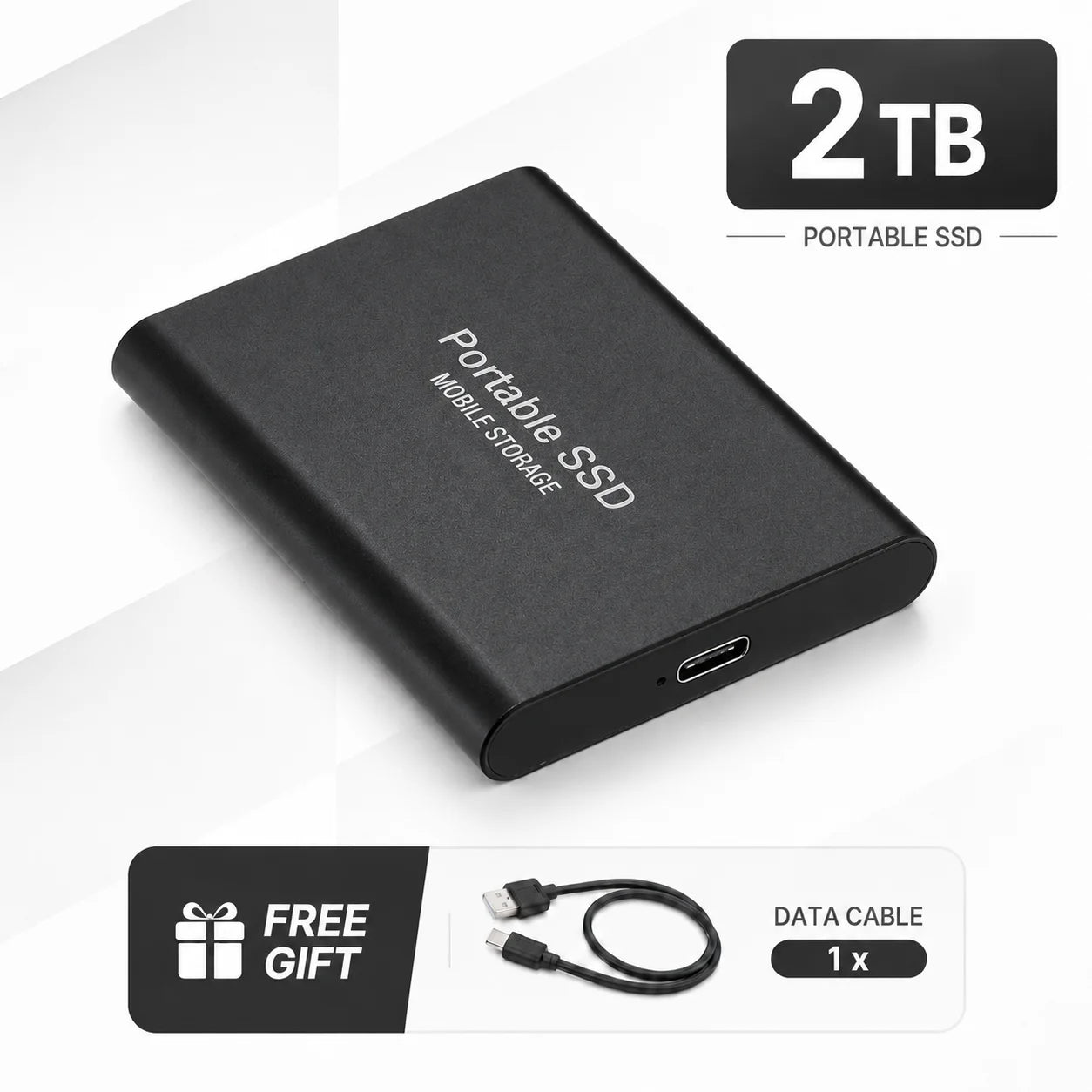 1TB Portable SSD External Hard Drive USB Type-C Mobile Storage Disk for Laptop Mac PC Phone Photo Video Backup