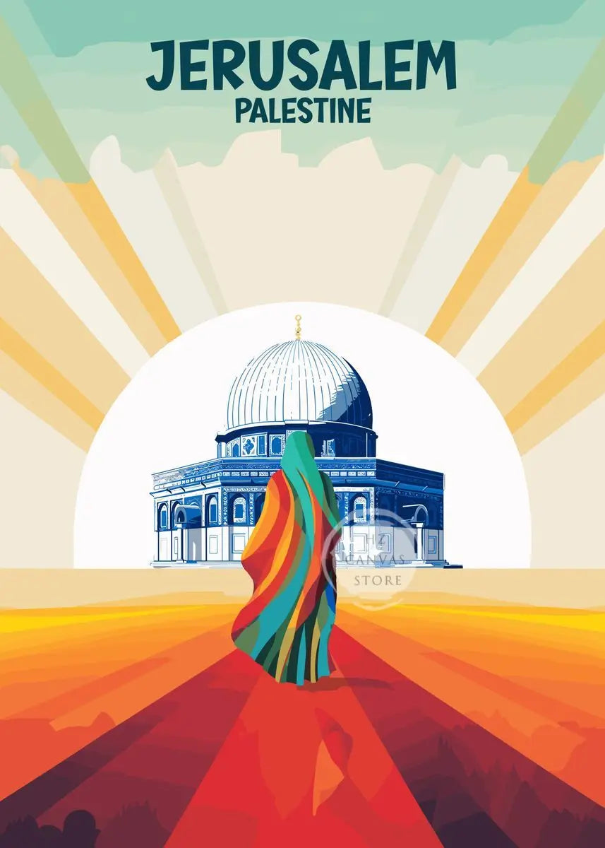 Jerusalem Palestine Travel Poster Religious Shrines Mosque Prints Canvas Painting Wall Art Pictures for Living Room Home Decor