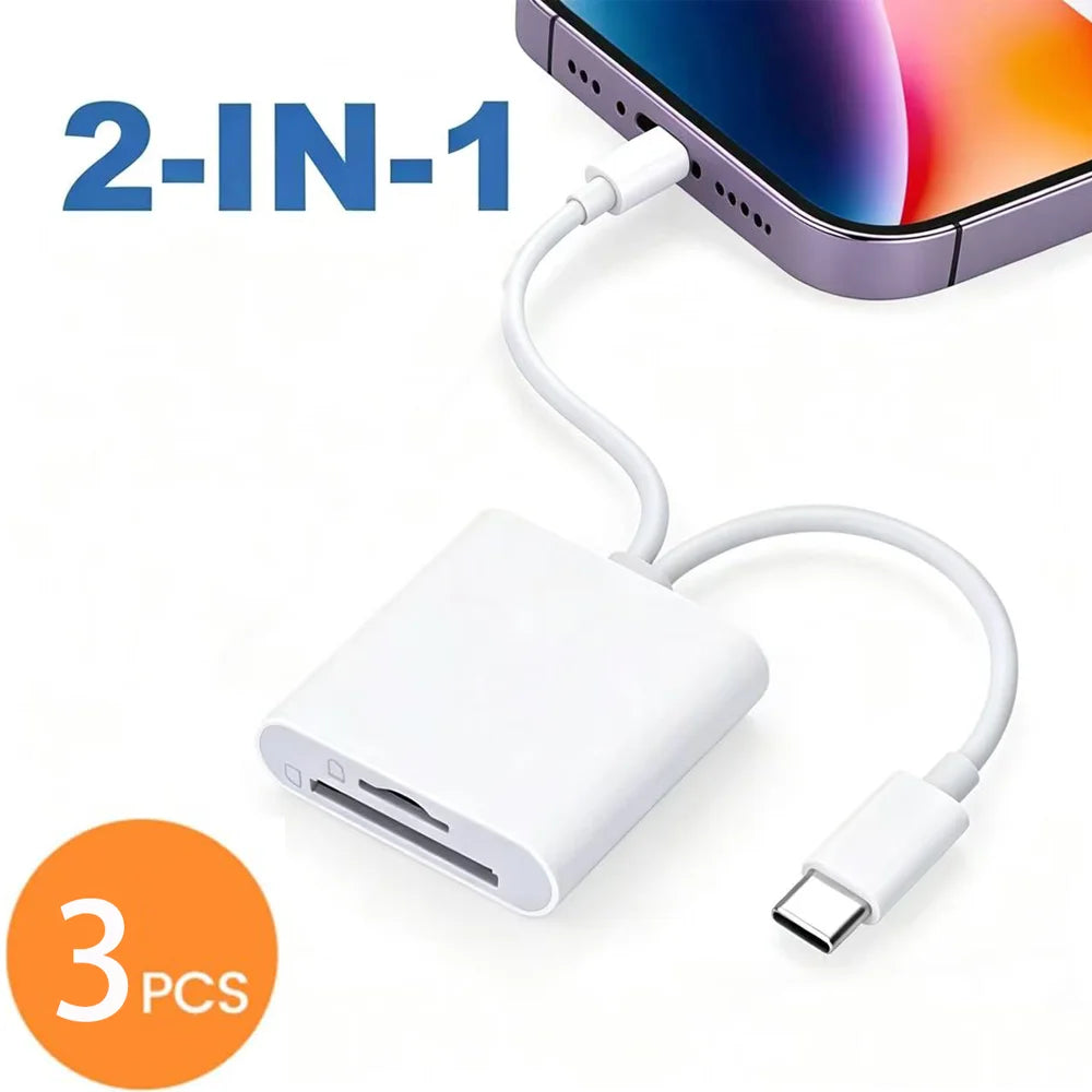 2 In 1 OTG Card Reader Type C Lightning to SD TF Memory Card