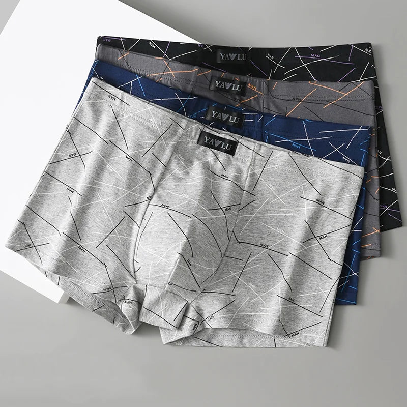 4PCS Plus Size 6XL Men's Boxer 95%Cotton Underwear Breathable Loose