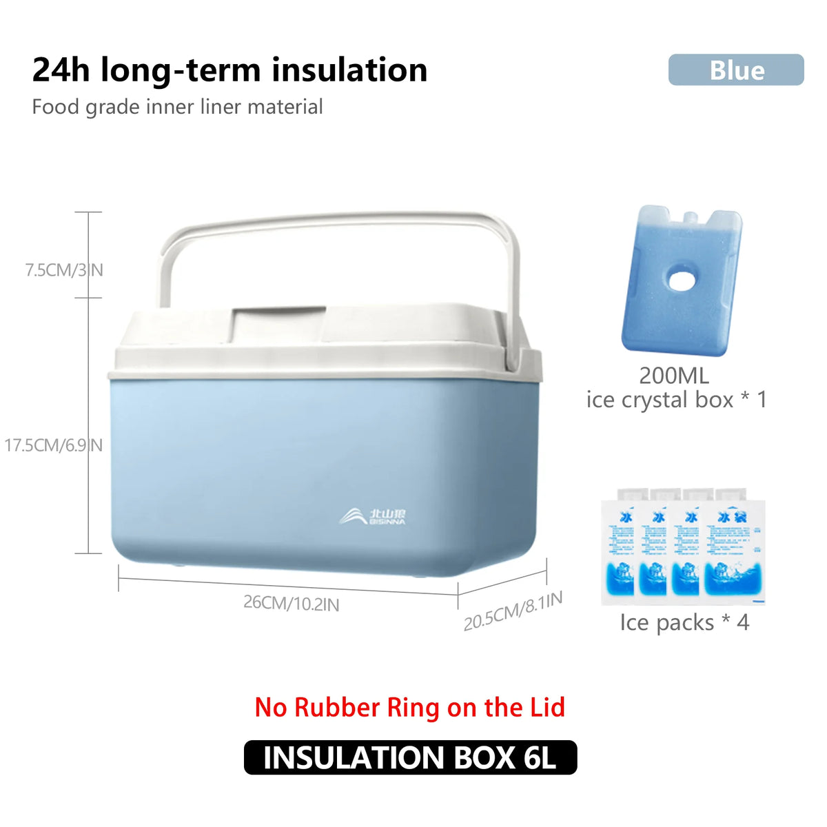 BISINNA Camping Ice Box 6L/9L/15L Portable Fishing Cooler