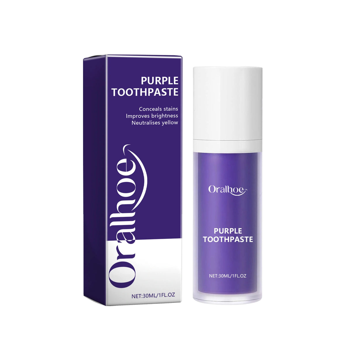 Purple Teeth Whitening Powder Toothpaste Brighten Yellow Teeth Remove