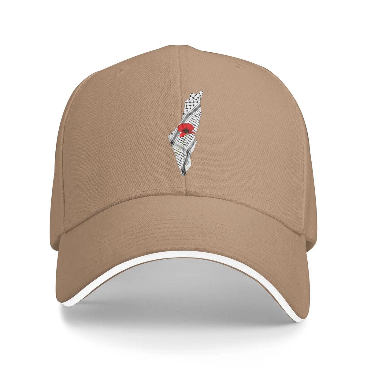 Palestine Map Keffiyeh and Poppy Baseball Cap
