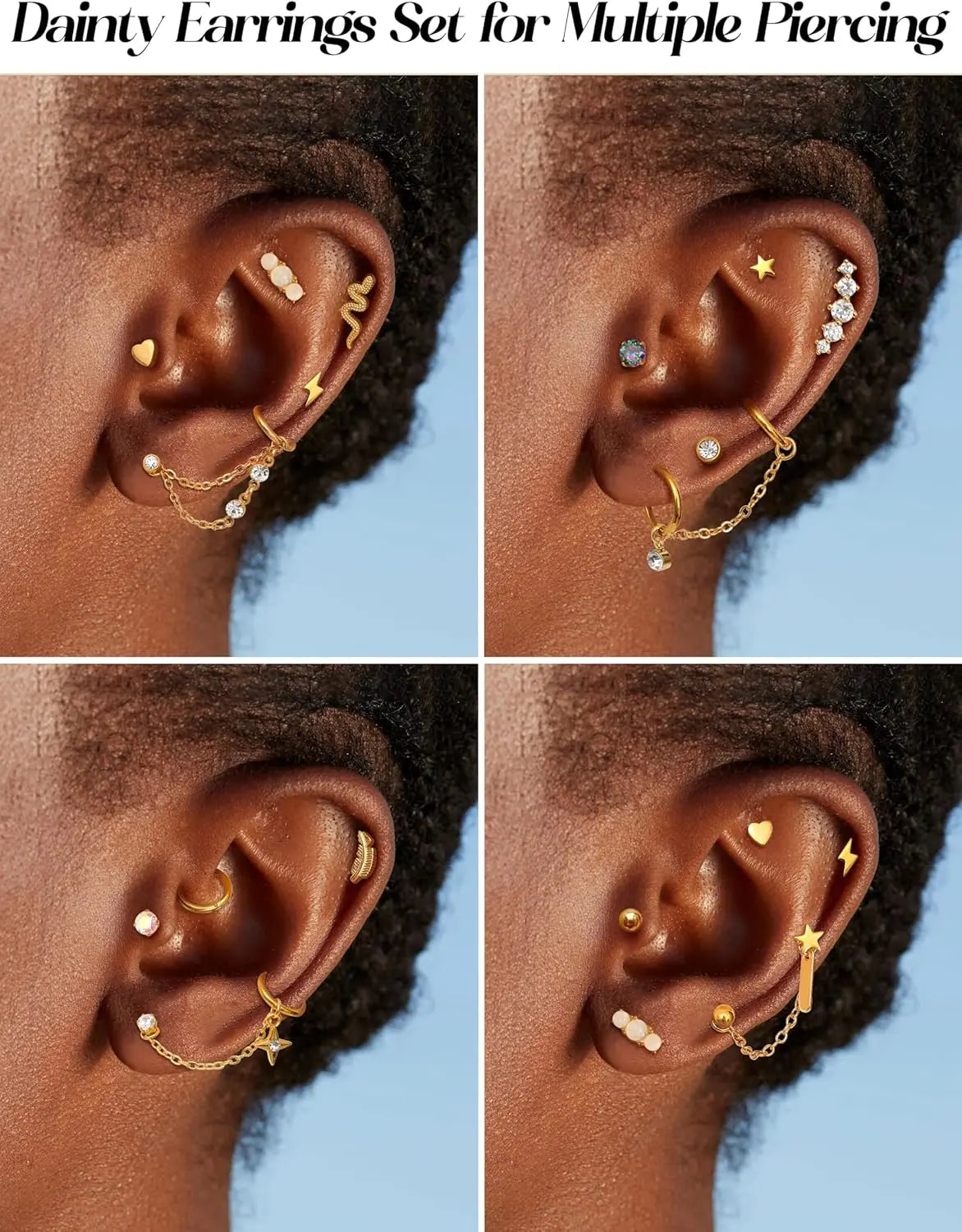 33Pcs 20G Cartilage Earrings Set for Women Men Surgical Steel Earrings