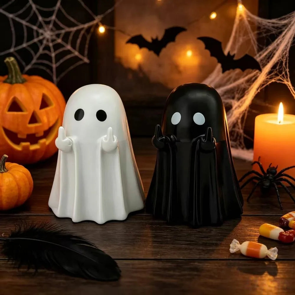 1-5Pcs Cute Middle Finger Ghost Statue, Halloween Ghost Festival