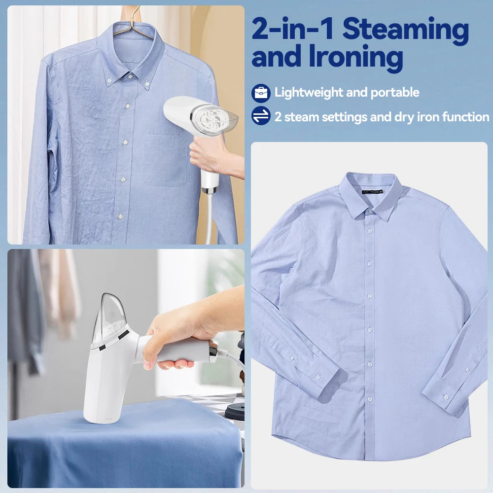 Small Portable Steamer Iron Garment 2 in 1 Foldable Clothes Steamer With 30s Fast Heat-up 1000W Portable Folding Travel Steamer