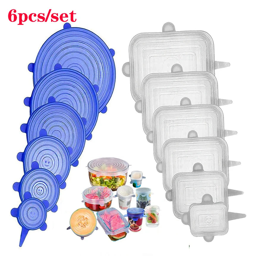 6pcs/set Silicone Covers Adaptable Silicone Lids Silicone Caps for Food