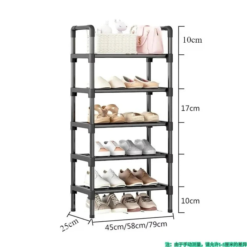 Black Elevated Shoe Rack Small  Simple Multi-layer Shoe Cabinet Home Entrance