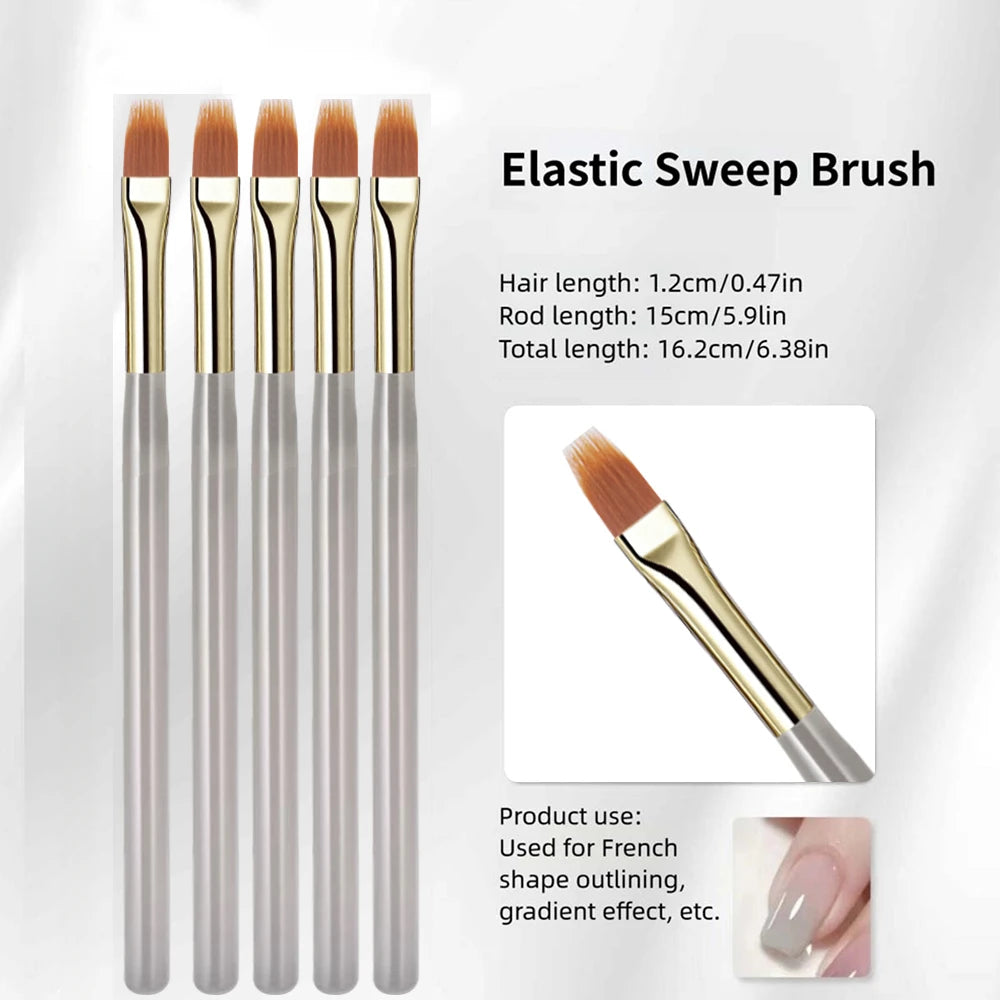 1/5Pcs Professional French Nail Art Brushes Set Half Moon Shape Nail Brush UV Gel Acrylic Painting DIY Manicure Tool