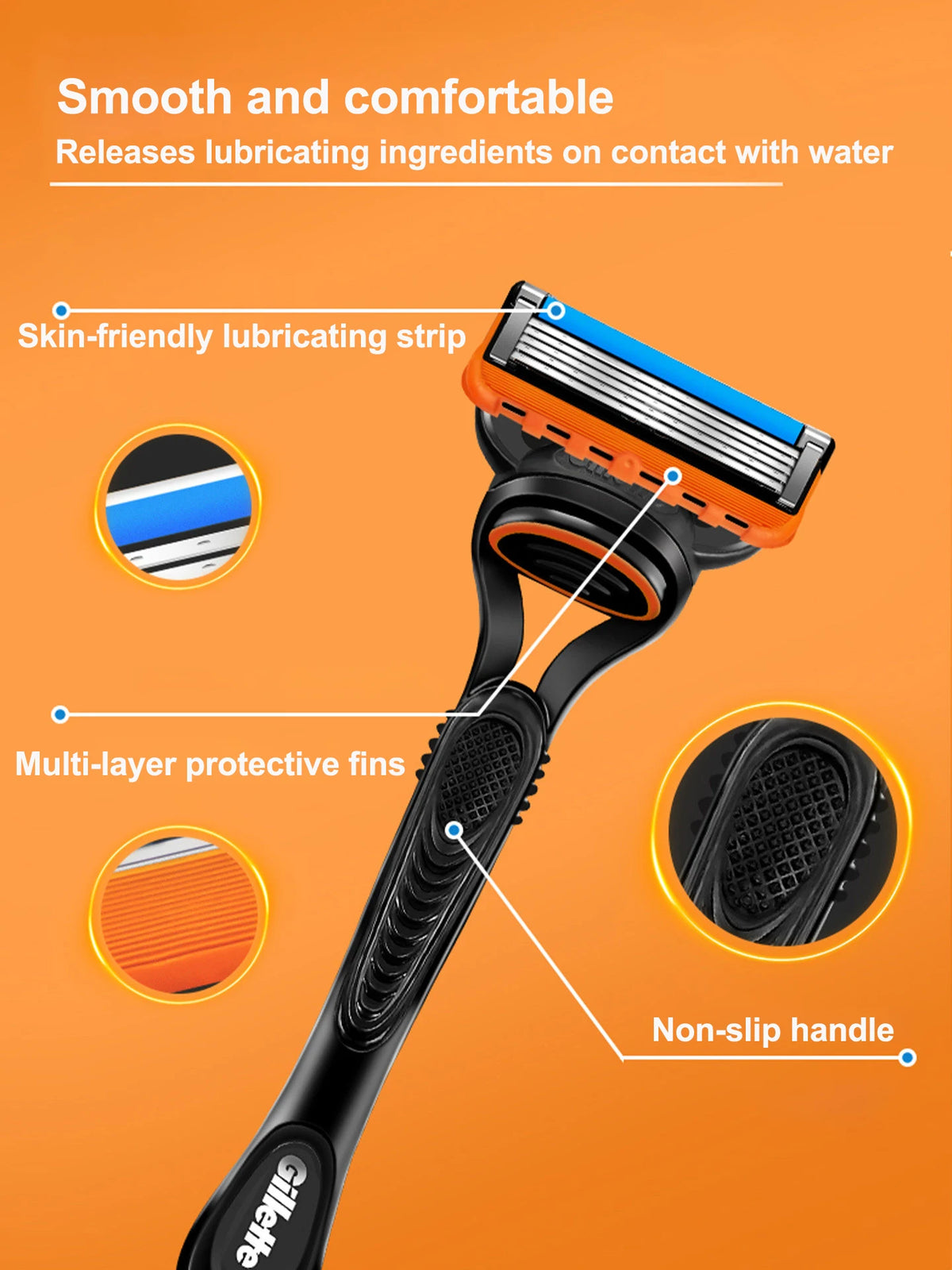Gillette Fusion 5 Razor Men's Shaving Set 5 Layers Safety Manual Shaving