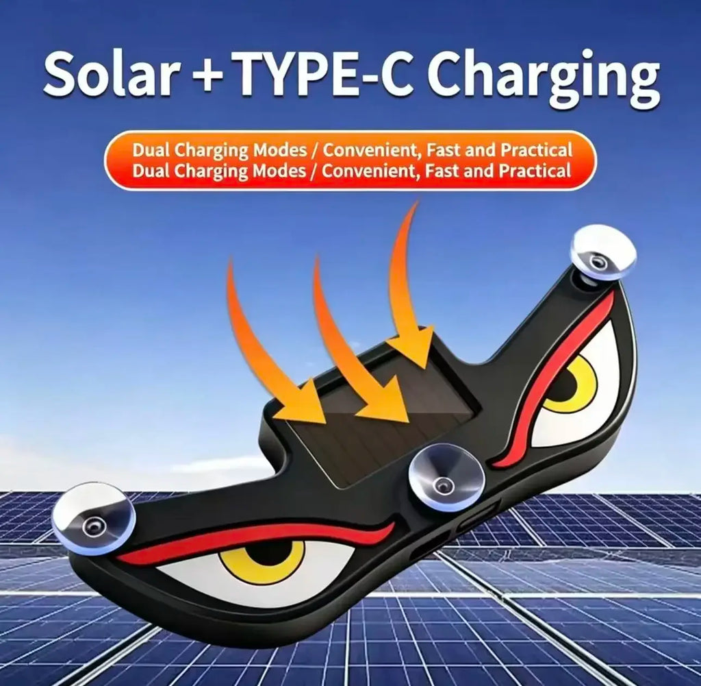Solar Powered Car Neon Light Wireless Cool DEMON EYE Led Ambient Light Suction Cup USB Rechargeable Atmosphere Breathing Lamp