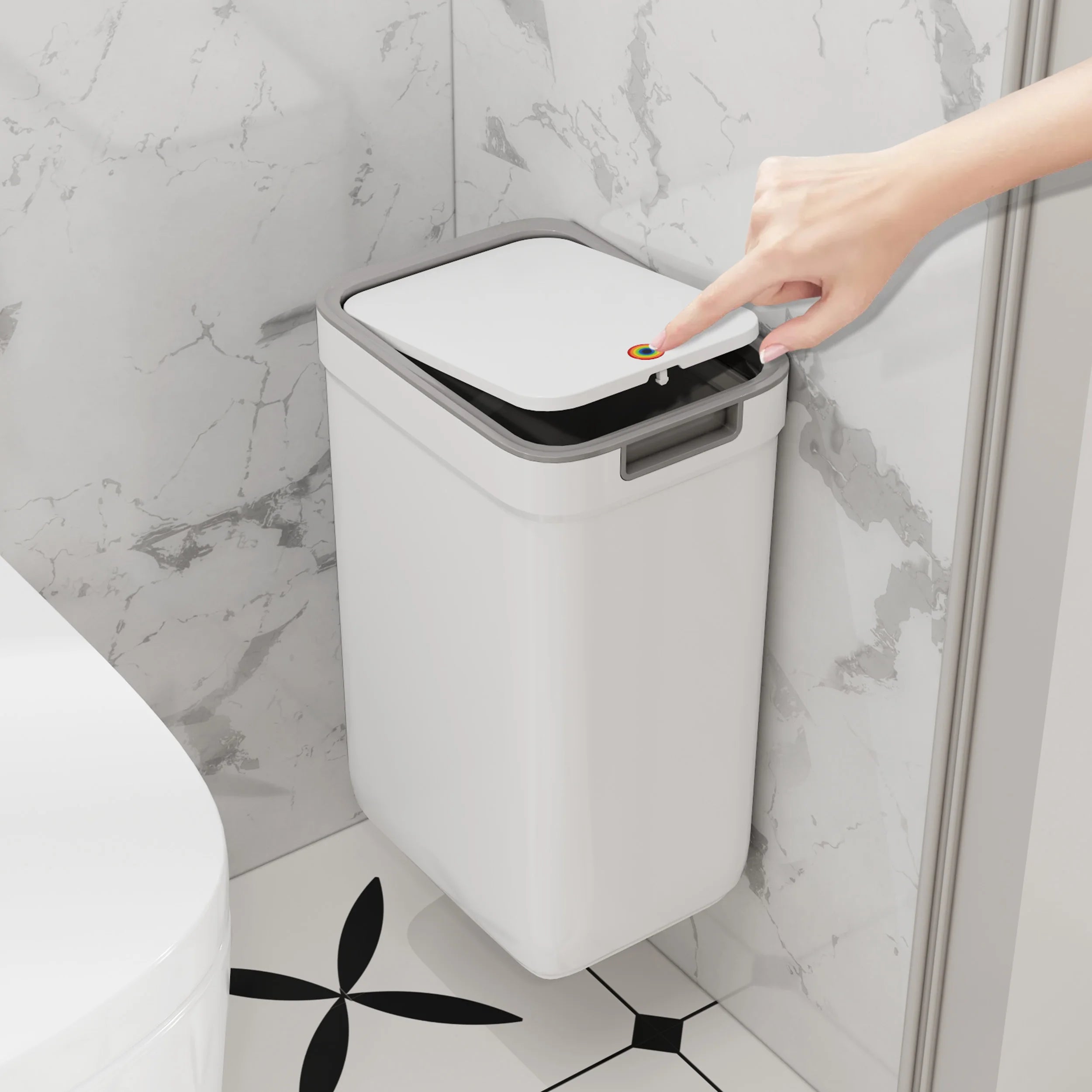 Touchless Bathroom Trash Can Odor-Sealing,