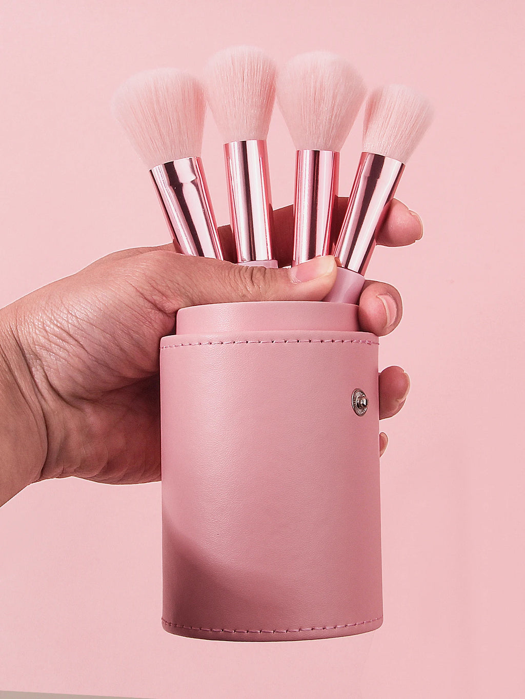 15PCS Pink Makeup Brush Set w/Storage Barrel, Ultra-Soft Bristle, Blush/Eyeshadow Brushes, Pro Tools for Beginners, Easy Clean