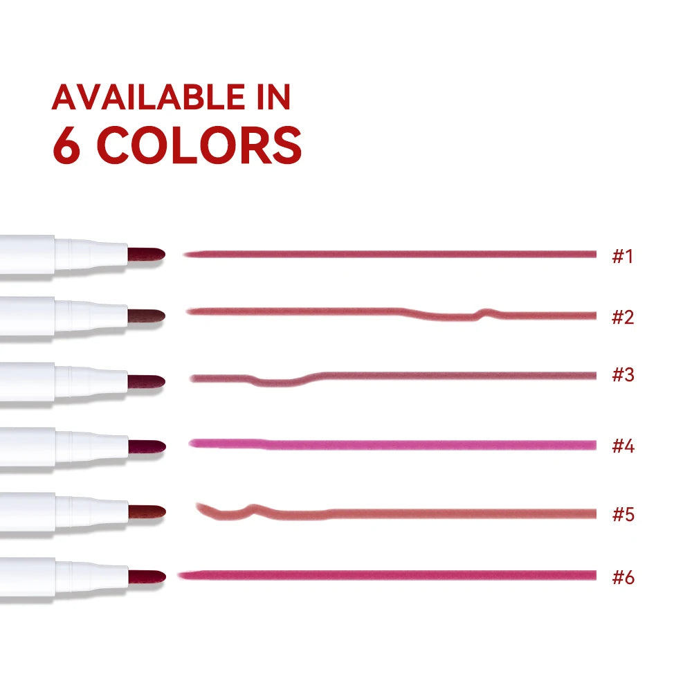 6Colors Lip Stain Pencil Liquid Lip Liner Waterproof Plumping Lip Tint