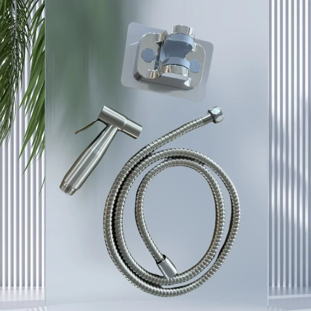 3Pcs Stainless Steel Bidet Sprayer High Pressure Handheld Adjustable for Personal Hygiene Pet Bathroom Shower Set