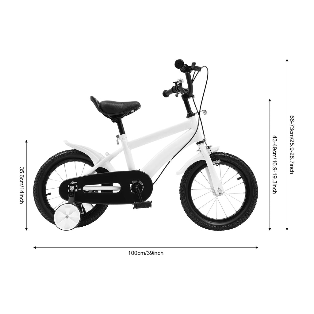 Yellow / White Children's Bicycle 14 Inch, Sturdy Lightweight Frame, Removable Training Wheels