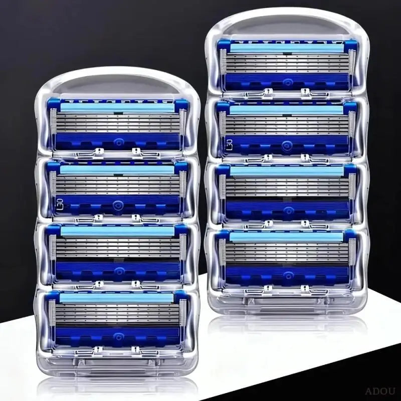 Manual Shaving For Men Replace Head Five Layer Blade Eight Comfortable Shaving Blades The Latest Blue No Skin Damage Uncharged