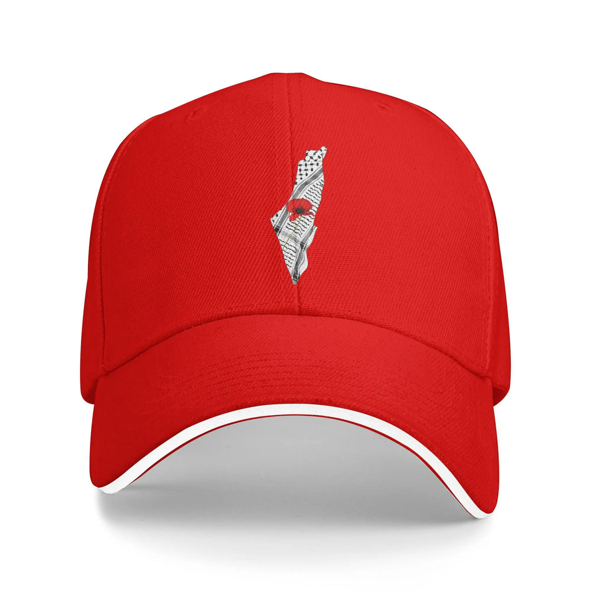 Palestine Map Keffiyeh and Poppy Baseball Cap