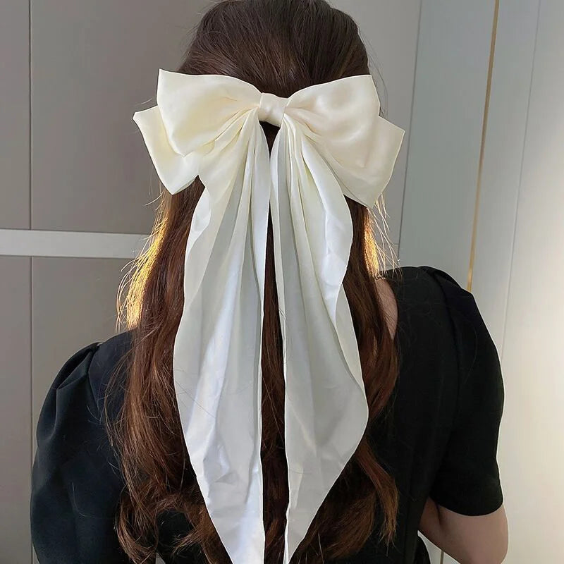 Solid Color Bow Ribbon Hair Clip New Women Large Bowknot Barrettes