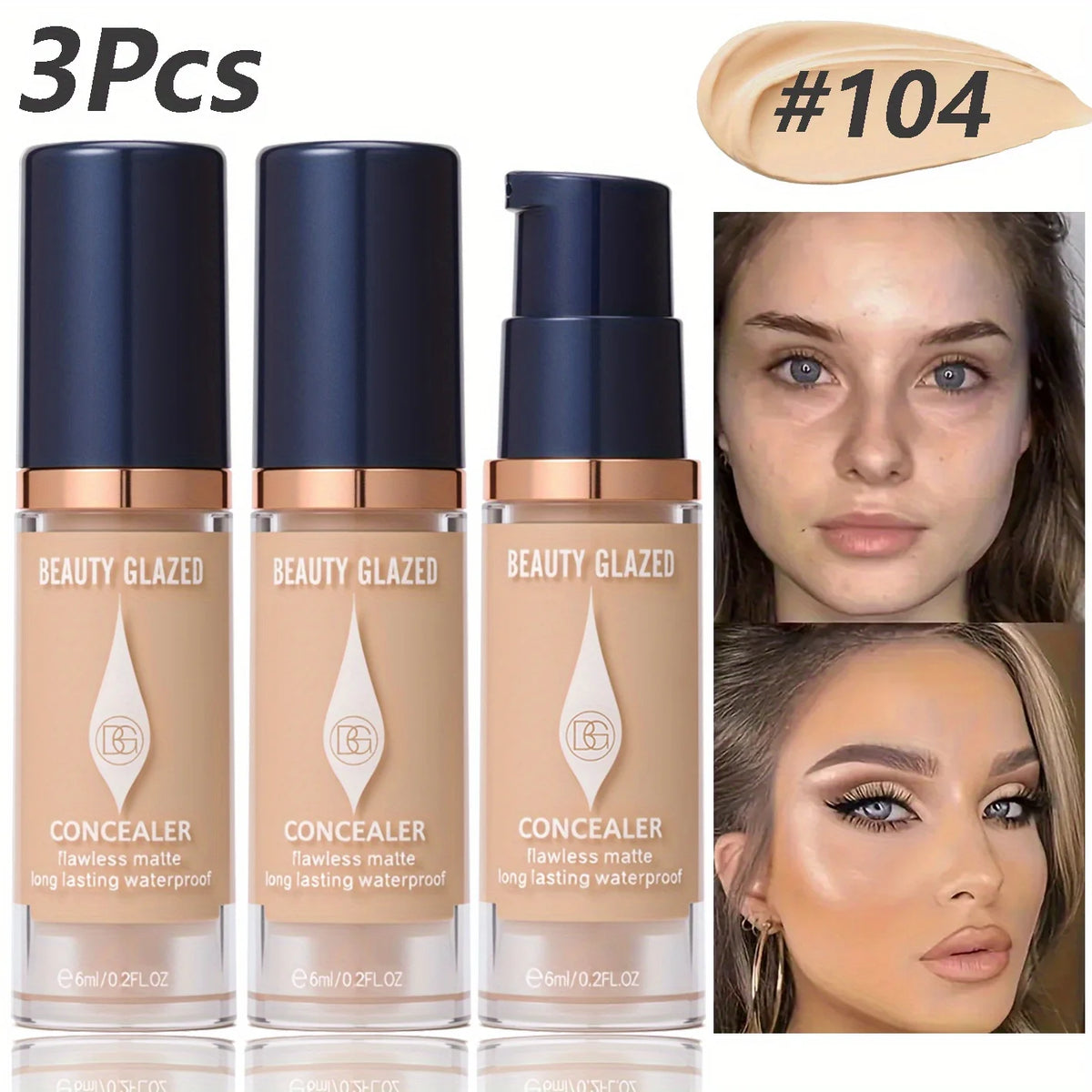 3Pcs/Set Full Coverage Concealer Foundation Long Lasting Waterproof