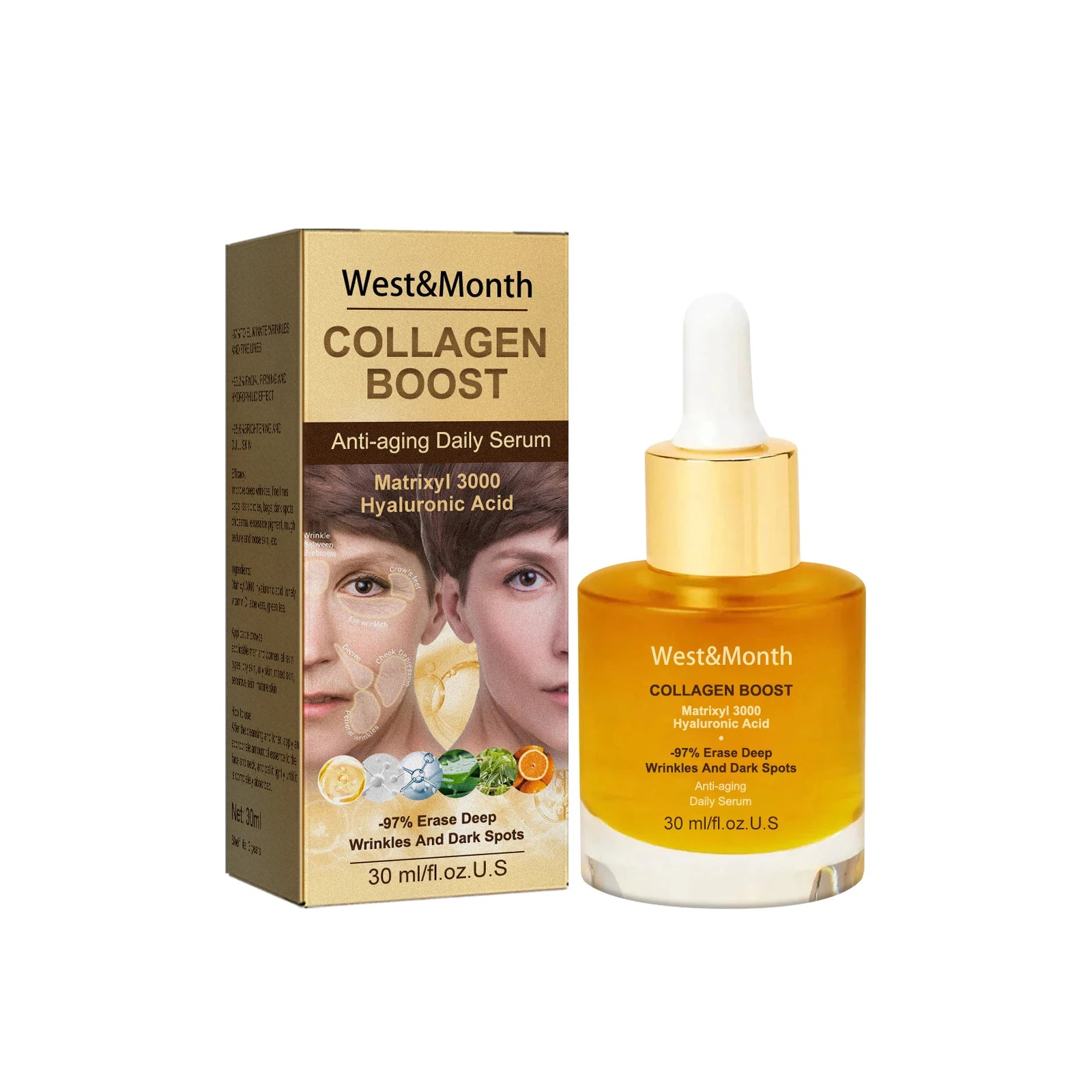 Collagen Face Serum Hydrating Tightening Smoothing Nourishing Brightening Face Skin Fade Fine Lines Anti-Aging Face Essence