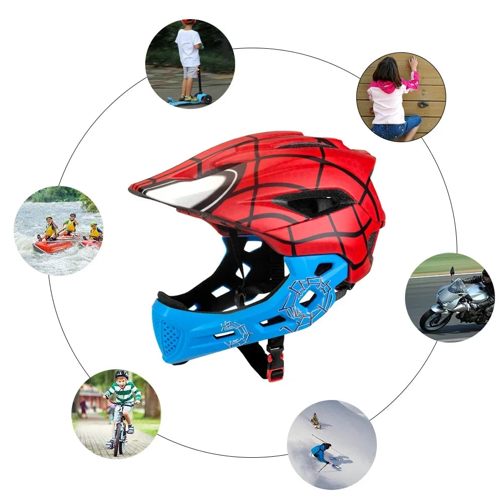 BATFOX Children Full Face Bike Cycling Helmet Adjustable Skating Kids Safty Electric scooter Helmet Suitable For 5-10 Years