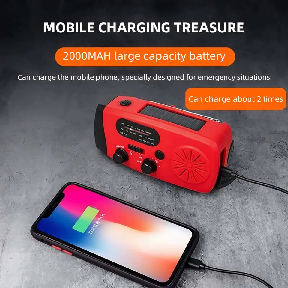 Power Generator Radio Solar Flashlight Outdoor Combat Disaster Prevention FM AM WB NOAA Power Bank