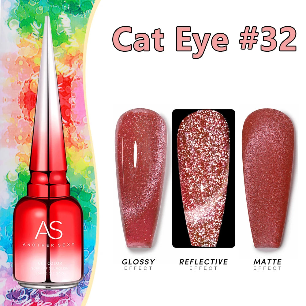 AS 15ml Cat Magnetic Gel Nail Polish Cat Eye Glitter