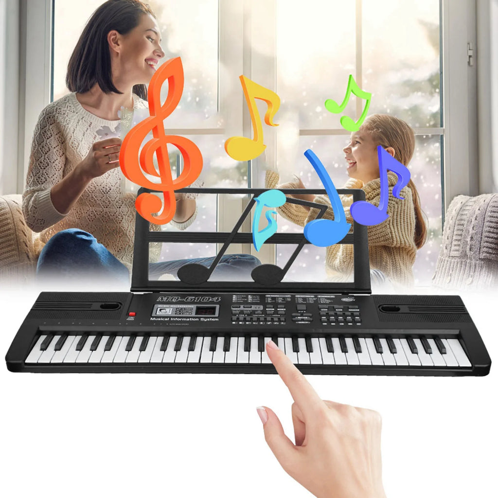61-Key Electronic Keyboard with Microphone, Rich Built-in Tones and Rhythms, Perfect for Beginners to Practice and Play Their Fa