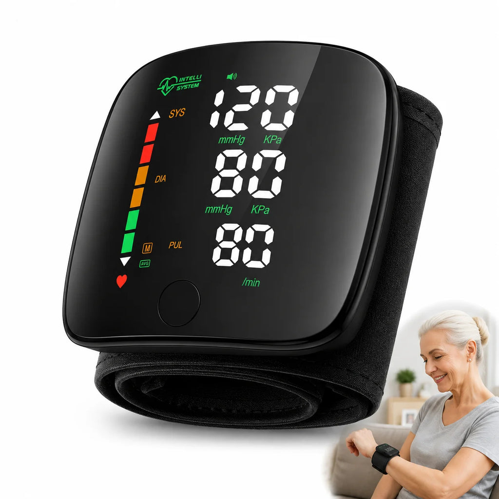 Wrist Blood Pressure Monitor Digital BP Machine with Large LED Display Voice Broadcast