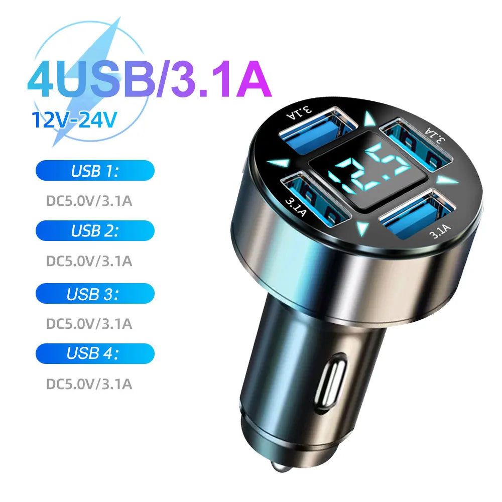 200W Car Charger QC3.0 Type-C Quick Charge Transparent Case PD