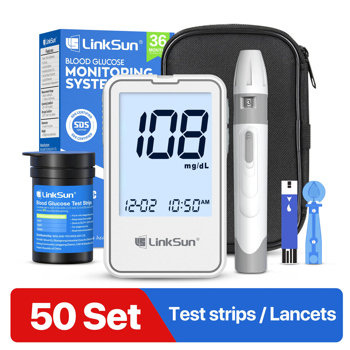 G-425-2 LinkSun Blood Glucose Meter Glucometer Blood Sugar Test