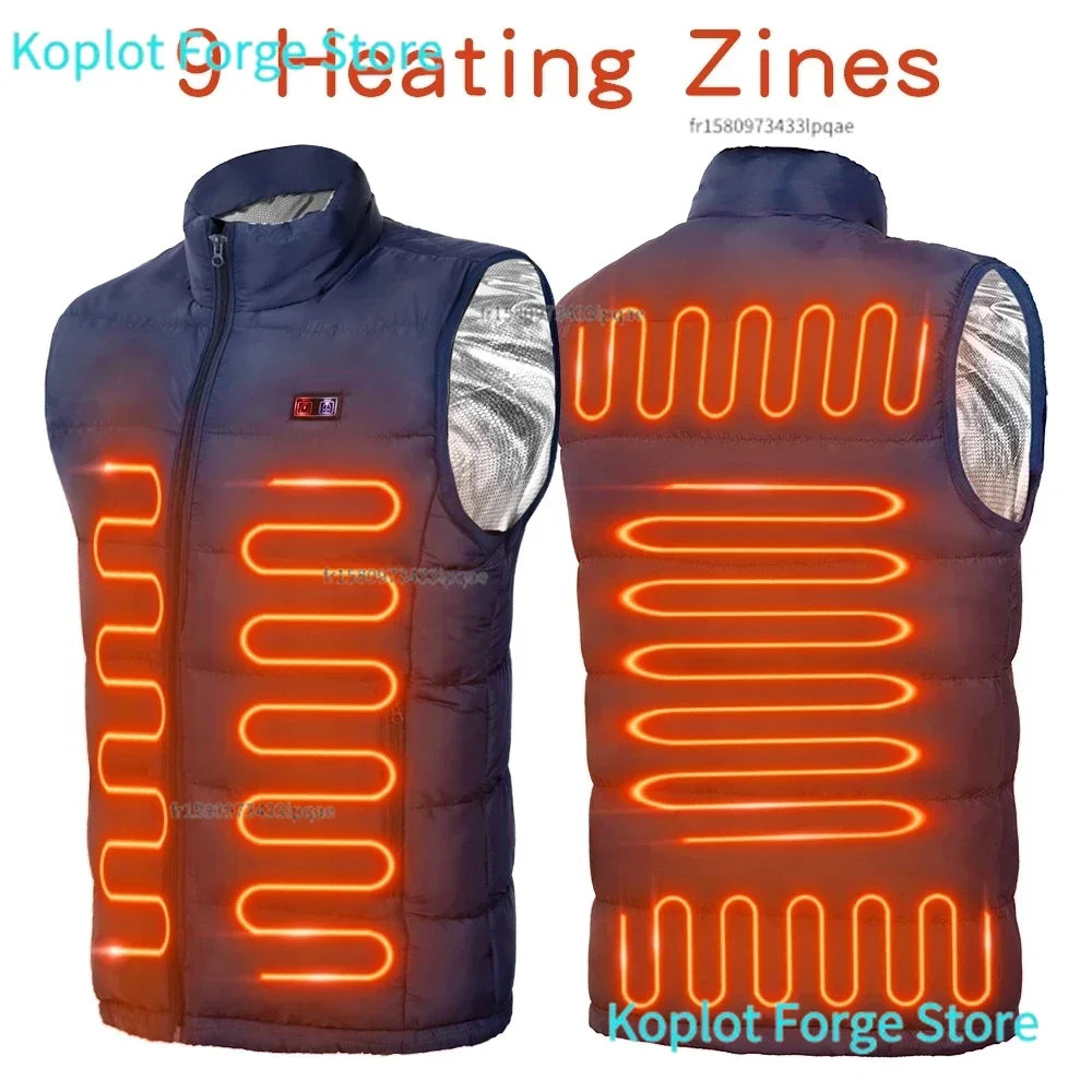 Smart Electric Heated Vest, 3-Zone Adjustable Temperature Thermal Waistcoat for Men Women,