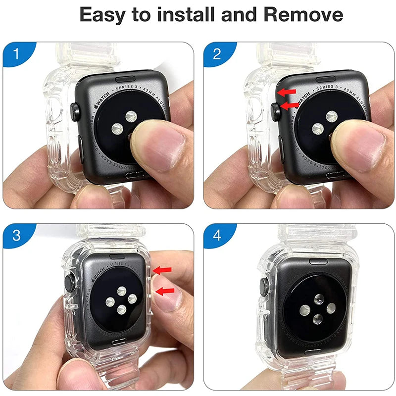 Clear Band + Case for Apple Watch 11 10 9 8 7 6 5 SE 4 38MM 42MM 46MM