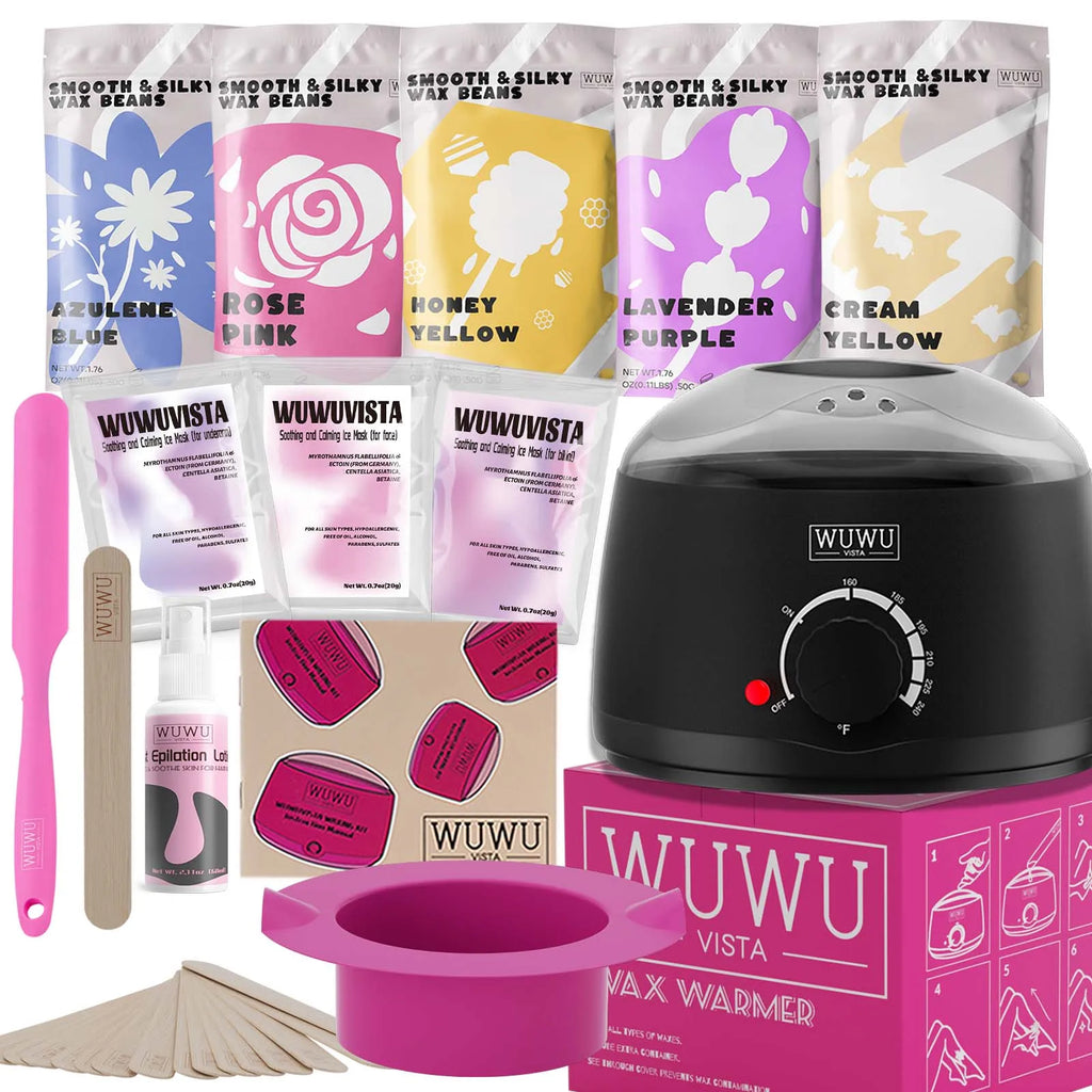 WUWUVISTA 23-Piece Waxing Kit Hair Removal Set with Wax Warmer
