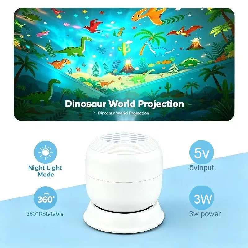 Mini 360° Rotating Night Light Projector – USB Jurassic Dinosaur