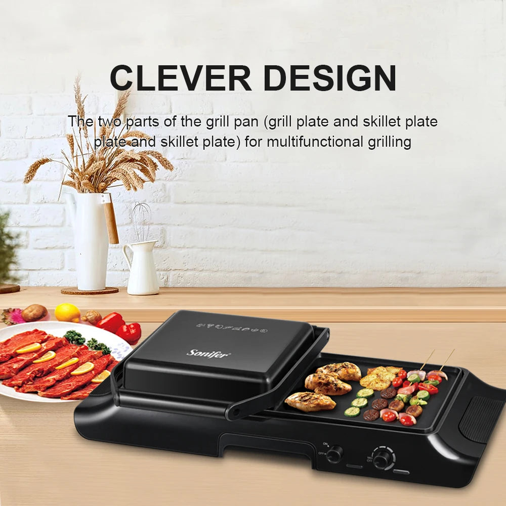 Electric Grill Sonifer SF-6131 1600W Dual Plate BBQ Grill