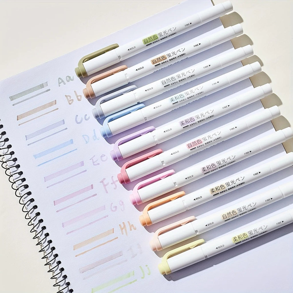 5pcs Dual-Tip Highlighters, 20 Vibrant Colors